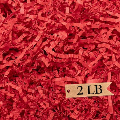Art Secret Crinkle Cut Paper Shred Filler for Packing and Filling Gift Baskets - 2 LB (Red) - color: Red