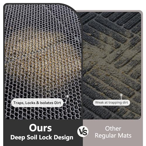 Front Door Mat Outside Entrance, Dirt Trapper Woven Mesh 31"x47" Grey - size: 31"x47"