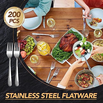 Bokon 200 Pieces Stainless Steel Dinner Forks Bulk, Metal Fork, Stylish - style: Stylish