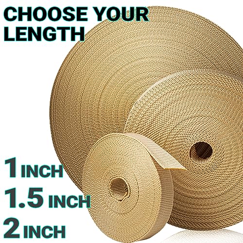 TECEUM Webbing Strap, 3/4" to 2", 10-50 Yds, Multi-Color Heavy Duty Tape - color: Caramel, size: 1"- 10 yards