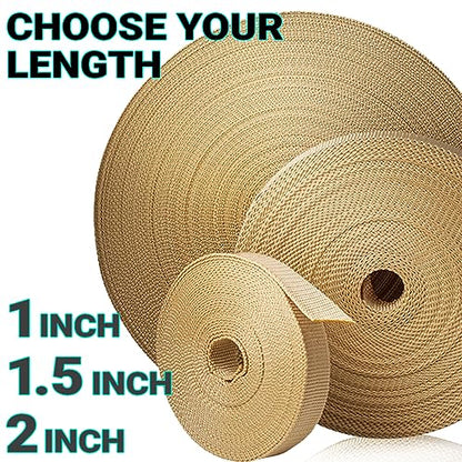 TECEUM Webbing Strap, 3/4" to 2", 10-50 Yds, Multi-Color Heavy Duty Tape - color: Caramel, size: 1"- 10 yards