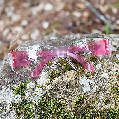 BISON LIFE Clear/Pink Safety Glasses for Men & Women ANSI Z87.1, 12 Pack - color: Clear/Pink