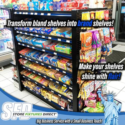 Decorative Gondola Shelving Pre Cut Vinyl Insert Strips 48" x 1.25" Shelf C-Channel, Blue, 100 Pack - color: Blue
