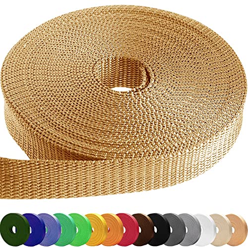 TECEUM Webbing Strap, 3/4" to 2", 10-50 Yds, Multi-Color Heavy Duty Tape - color: Caramel, size: 1"- 10 yards