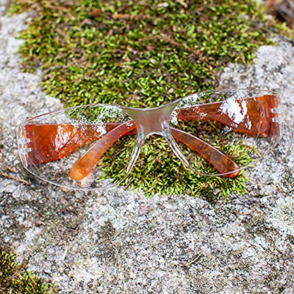 BISON LIFE Clear/Orange Safety Glasses for Men & Women, ANSI Z87.1, 12 Pack - color: Clear/Orange