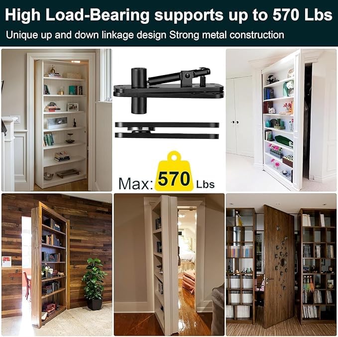 Hidden Door Hinge,570Lbs Load-Bearing,Heavy Duty 360°&180°Swing Pivot Hinge - size: Small