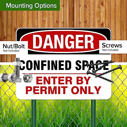 Danger Confined Space Enter By Permit Only Sign, 36x48 Inches, Rust Free - size: 36x48 - DiBound