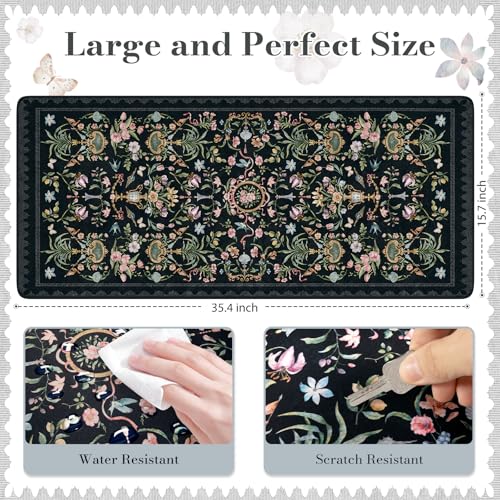 HAOCOO Black Desk Mat, 35.4" x 15.7" Computer Pad for Office Work Home - color: Black, size: 35.4" x 15.7"