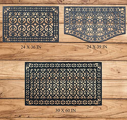 A1HC 3-Piece Rubber Grill Doormat Bundle, 30x60, 24x39, 24x36 Inches - color: Black Paisley, size: 2' x 3'; 2' x 3'3"; 2'6" x 5' (Rectangular)