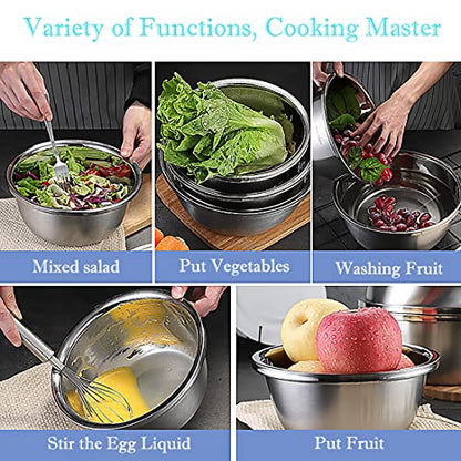 meleg otthon Stainless Steel Mixing Bowl, 11QT Salad Bowl, Metal Bowls, Stainless Steel Basin, Heavy Duty Deeper Edge Mirror Finish Dishwasher Safe Bowl (3XL)… - color: 13.4'' diameter x 5.4''high