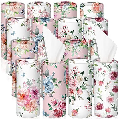 Ctosree 16 Pcs Car Tissue Holder Bulk Floral Cylinder Box Cup Holder