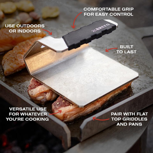 Breeo Griddle Press 2.6 lbs - Heavy-Duty Stainless Steel Smash Burger Press