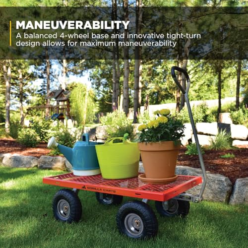 Gorilla Carts Steel Utility Cart, 800 lb Capacity, 4 Cu Ft., Black - color: Black Mesh