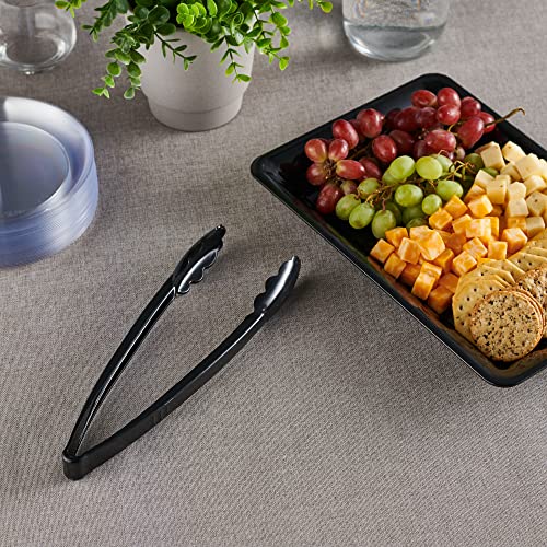[Black Tongs 12'' Inches] Plasticpro 12'' Serving Tongs Heavy Duty Reusable Kitchen and BBQ Black Serving Tongs for party's, Caterings, Events, Buffet, Weddings, And every Day use Pack of 12 - color: Black, size: 12 x 12''