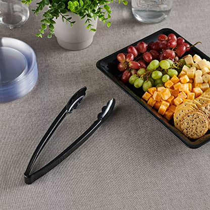 [Black Tongs 12'' Inches] Plasticpro 12'' Serving Tongs Heavy Duty Reusable Kitchen and BBQ Black Serving Tongs for party's, Caterings, Events, Buffet, Weddings, And every Day use Pack of 12 - color: Black, size: 12 x 12''