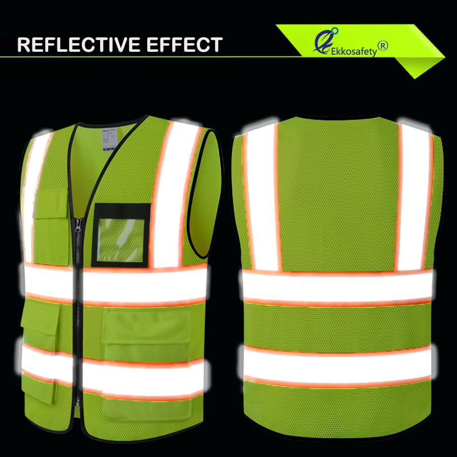 Hi Vis Reflective Safety Vest for Men Women,EKH1,Yellow,M - color: Ekhmesh-yellow, size: Medium