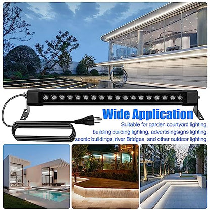 Outdoor Wall Washer Lights 2 Pack,36W 5000K Daylight White Wall Light,120V IP67 Waterproof 2ft Led Linear Wall Light Bar for Outdoor Indoor Building Sign, Hurches,Garden,Courtyards Lighting - size: 5000K 24Inch 2Pack
