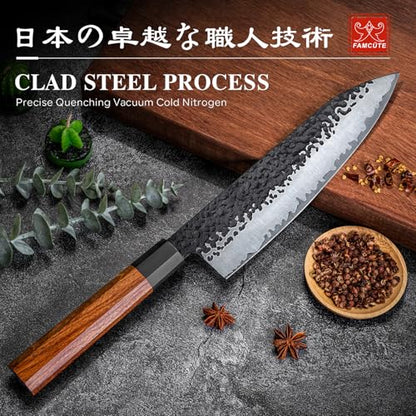 FAMCÜTE Custom Japanese Knife, Hand-Forged 8" Chef Knife with Wooden Handle - size: Customize 8 inch Japanese Knife