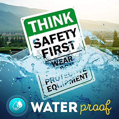 Think Safety First Wear Personal Protective Equipment Sign, 10" x 14" 0.40 Aluminum, Fade Resistance, Indoor/Outdoor Use, USA MADE By My Sign Center - size: 10" x 14" Aluminum