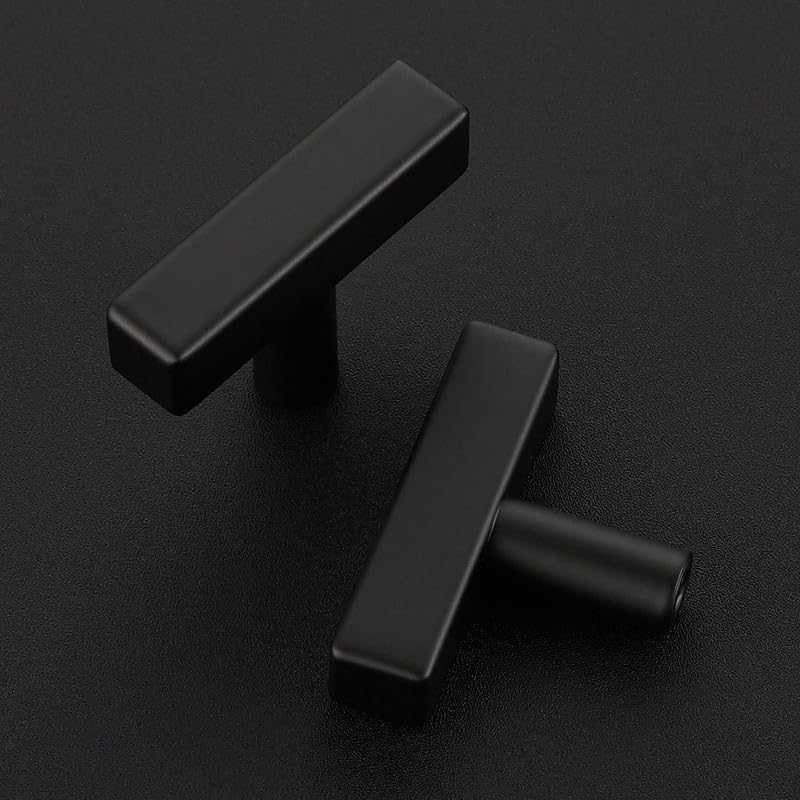 3 Pack Black Cabinet Knobs, 2in Length T-Square Bar Drawer Pulls - color: Matte Black, size: 3 Pack, style: Sqaure Bar
