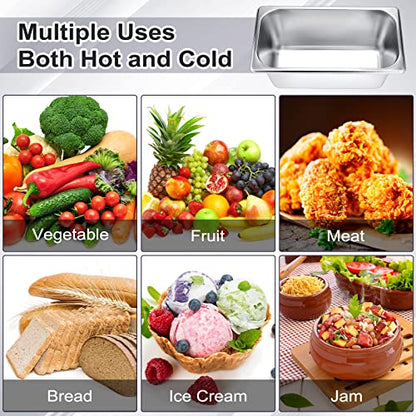 8 Pack Stainless Steam Hotel Pan 6 Deep Steam Table Pan with Lid 0.8 mm Thick Stainless Steel Restaurant Anti Clogging Steamer for Party, Restaurant, Hotel(1/3 Size) - size: 1/3 Size