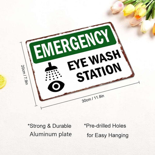 Vintage Metal Sign Emergency Eye Wash Station Wall Decor 8x12 Inch