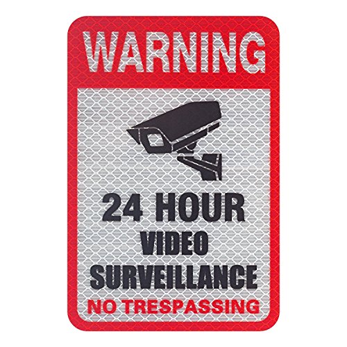 Kichwit 6 Pack Video Surveillance Sign Reflective Sticker, 5.9” x 4” - size: M