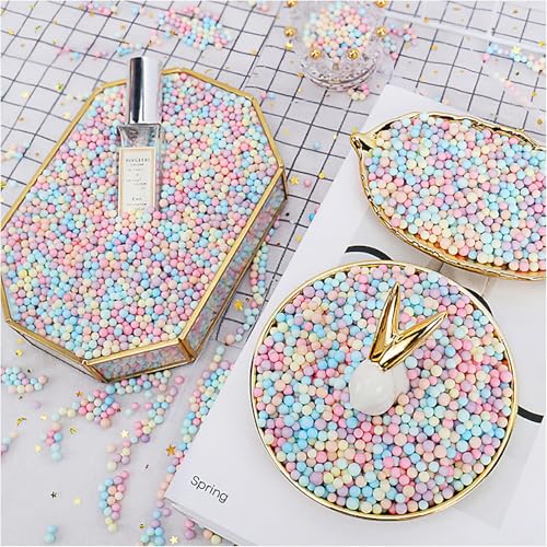 RLECS 25g Macaron Coloured Foam Balls Gift Box Filling Granules 2-3mm Decorative Items DIY Craft Supplies Suitable for Handcrafted Creations and Festive Decorations