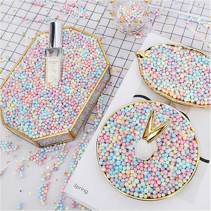 RLECS 25g Macaron Coloured Foam Balls Gift Box Filling Granules 2-3mm Decorative Items DIY Craft Supplies Suitable for Handcrafted Creations and Festive Decorations