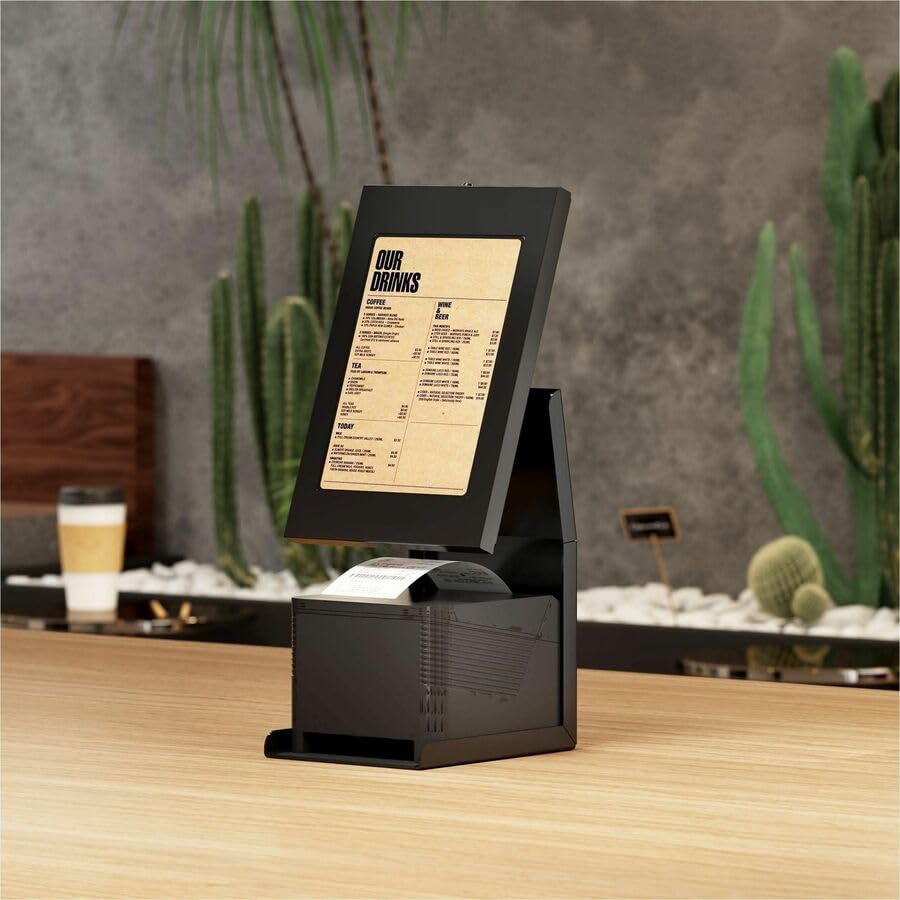 Mount-It! iPad Kiosk Stand with Printer Shelf, Locking Anti-Theft, Black - color: Black
