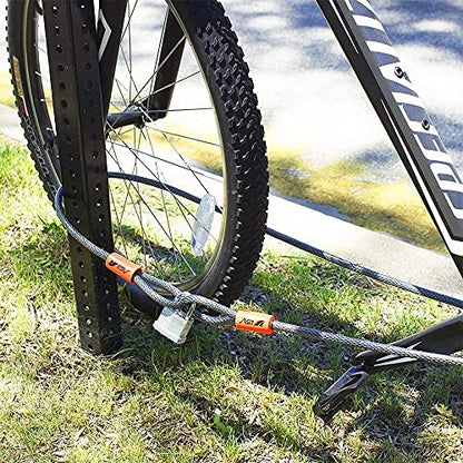 BV 7FT Heavy-Duty Security Cable Lock with Loops – Extra Thick 10mm (3/8") Braided Steel, Cut-Resistant & Weatherproof Wire Cable for Padlock, Gate, Bike, Motorcycle & Outdoor Equipment - color: Single, style: 7 FT
