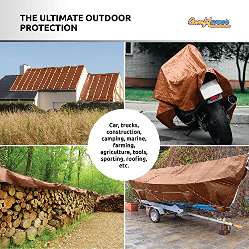 16 MIL Heavy Duty Tarp Super Heavy Duty Tarp Cover 16 MIL Multi-Purpose Extra Heavy Duty Tarps Car Tarp Boat Tarp Camping Tarp General Purpose Waterproof Tarp Cover (30' X 40', Brown) - size: 30' X 40'