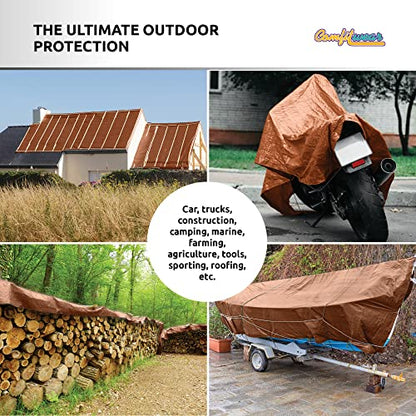 16 MIL Heavy Duty Tarp Super Heavy Duty Tarp Cover 16 MIL Multi-Purpose Extra Heavy Duty Tarps Car Tarp Boat Tarp Camping Tarp General Purpose Waterproof Tarp Cover (30' X 40', Brown) - size: 30' X 40'