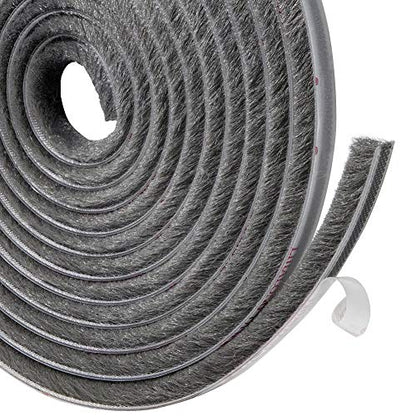 TORRAMI Brush Weather Stripping, 11/32 x 11/32 in, 16 ft, Gray - color: Gray, size: 11/32 inch x 11/32 inch x 16 ft