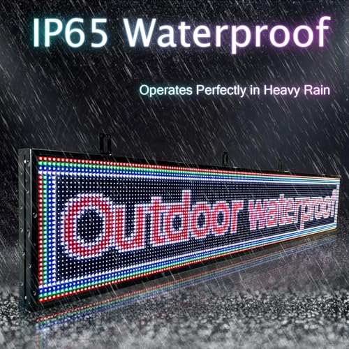 P10 Scrolling Programmable Led Sign For Business Custom Banner Advertising Outdoor Open Digital Led Display Screen Message Board Wifi Control High Brightness Neon Sign 77"X14" - size: P10 77"x14"x2" Indoor/Outdoor