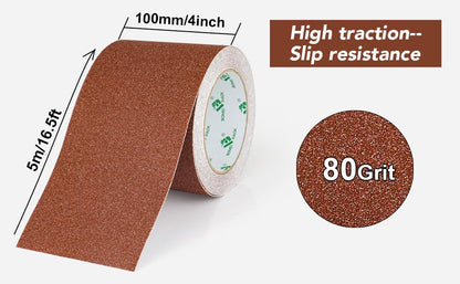 BOMEI PACK Anti Slip Traction Tape, 4 Inch x 16 Foot - Best Grip, Friction, Abrasive Adhesive for Stairs, Tread Step, Indoor, Outdoor (4" X 16') (Brown) - color: Brown