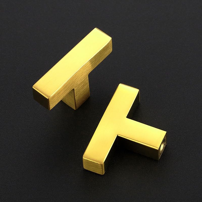 3 Pack Brushed Brass Cabinet Knobs, 2in Length Square Bar Drawer Pulls - color: Brushed Brass, size: 3 Pack, style: Square