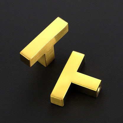 3 Pack Brushed Brass Cabinet Knobs, 2in Length Square Bar Drawer Pulls - color: Brushed Brass, size: 3 Pack, style: Square