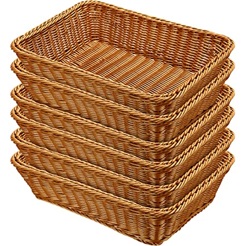 6 Pcs 17.7 in Large Wicker Bread Baskets, Woven Serving Basket for Kitchen