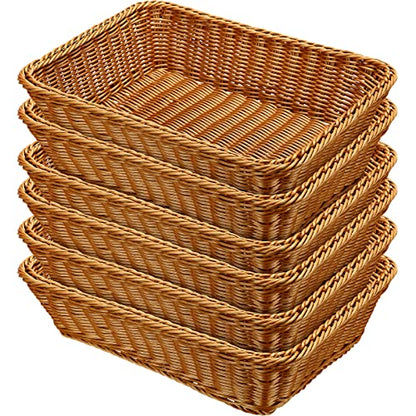 6 Pcs 17.7 in Large Wicker Bread Baskets, Woven Serving Basket for Kitchen