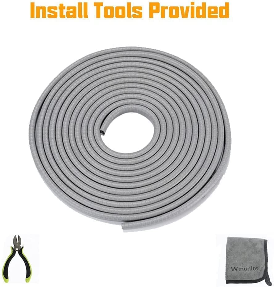 Winunite 16.4ft(5m) No Glue Car Door Edge Guards Light Gray - color: gray, size: 16.4 ft