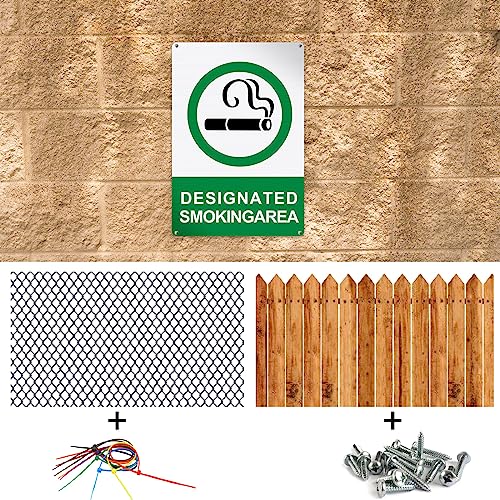 Therwen 4 Pack Designated Smoking Area Sign 7 x 10 Inch Aluminum Reflective Signs Outdoor Metal Signs for Yard Indoor Home Business, Rustproof UV Protected Weatherproof, Green, Black and White