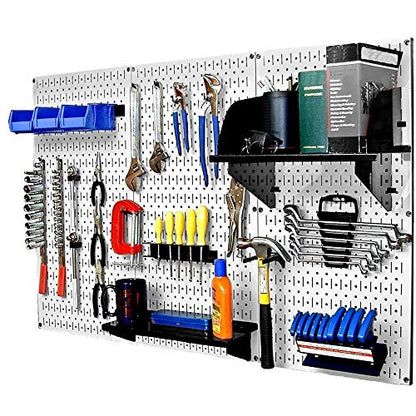 Wall Control 30-WRK-400WB Standard Workbench Metal Pegboard Tool Organizer,White/Black - color: White/Black