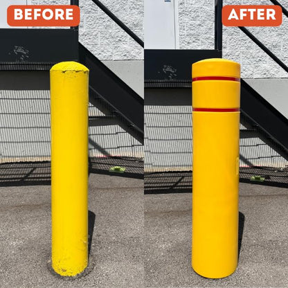 BollardGard 4" x 52" 4-Pack Bollard Cover - Innoplast (White Black Tape) - color: White Black Tape, size: 4-Pack