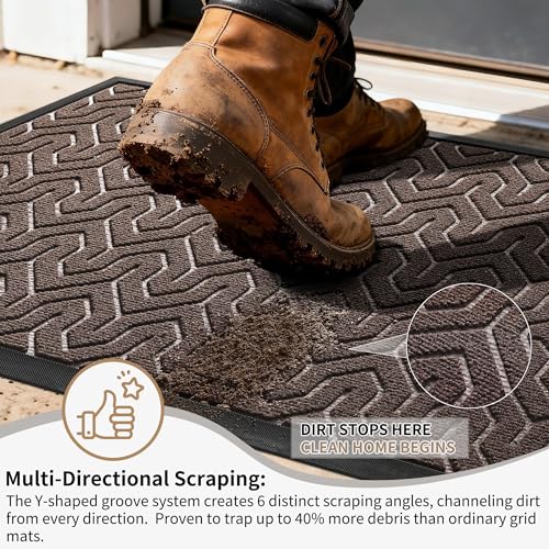 Yimobra Large Indoor Outdoor Mats for Front Door, Brown, 47x32 - color: Brown, size: 47x32 Inch