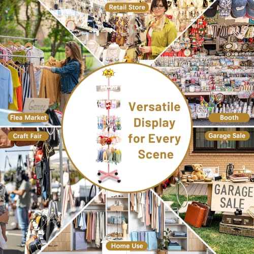 Flenpptly 5-Tier Spinning Display Stand, 360° Retail Display Racks, Pink - color: Pink
