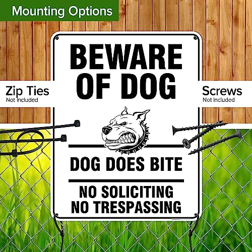Beware of Dog, Dog Does Bite No Soliciting No Trespassing Sign, 24x30 - size: 24x30 - Polyethylene