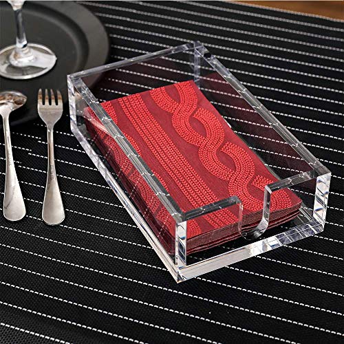 IEEK Acrylic Guest Towel Napkin Holder,Clear Bathroom Paper Hand Towels Storage Tray Modern Buffet Napkin Caddy,Fancy Flat Napkin Holders For Kitchen or Dining Room,9x5.5x2.5 Inch,Pack of 1 - size: 9x5.5x2.5 Inch Guest Towel Napkin Holder