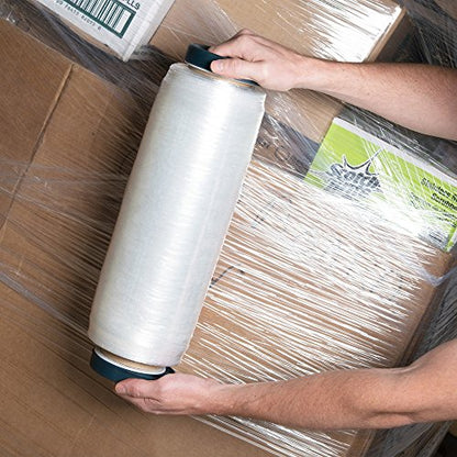 Gpack Pre Stretch wrap Film 15" x 1500' Pre stretched Plastic film with Folded Edge, Clear Hand Pre-Stretched Wrap Film 8.6 micron Shrink Wrap Film Plastic Pallet Wrap 4 Rolls Pack