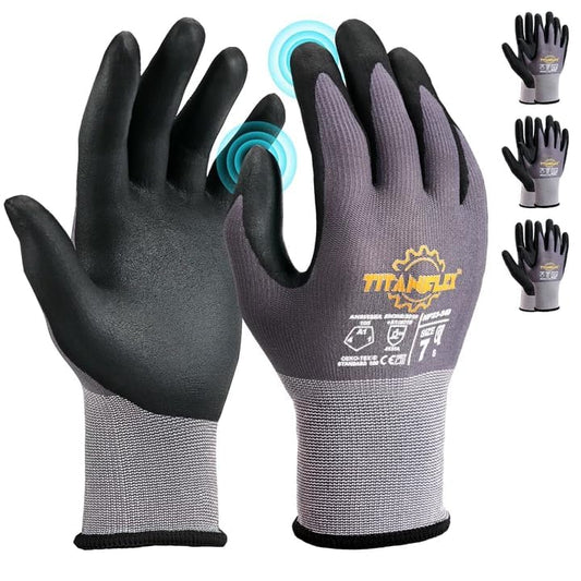 TitanFlex Work Gloves, MicroFoam Nitrile Coated, Seamless Knit Nylon - color: 3 Pairs, size: Large